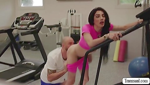 Horny Dude Licks And Barebacks Busty Shemale