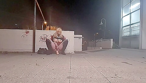 Small Cock Shemale Sissy Whore Flashes And Rides Huge Dildo In Public - Teaser Video